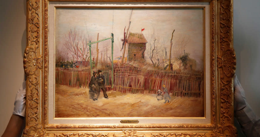 梵谷從未公開的畫作《蒙馬特的街景》，計畫在3月底於蘇富比拍賣會拍賣。（圖／達志／路透社）
