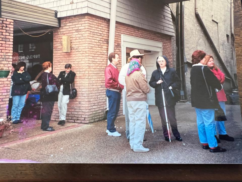 John Grisham fans stand in line outside Gumtree Bookstore in the mid 1990s, hoping to get a signed first edition of whatever his latest book of the day was.