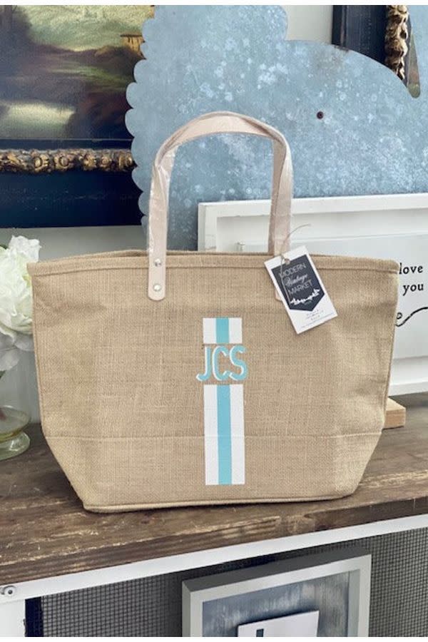 Custom Monogrammed Jute Bag