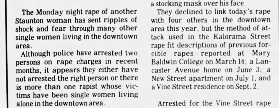 The fifth rape, as reported in The Leader.