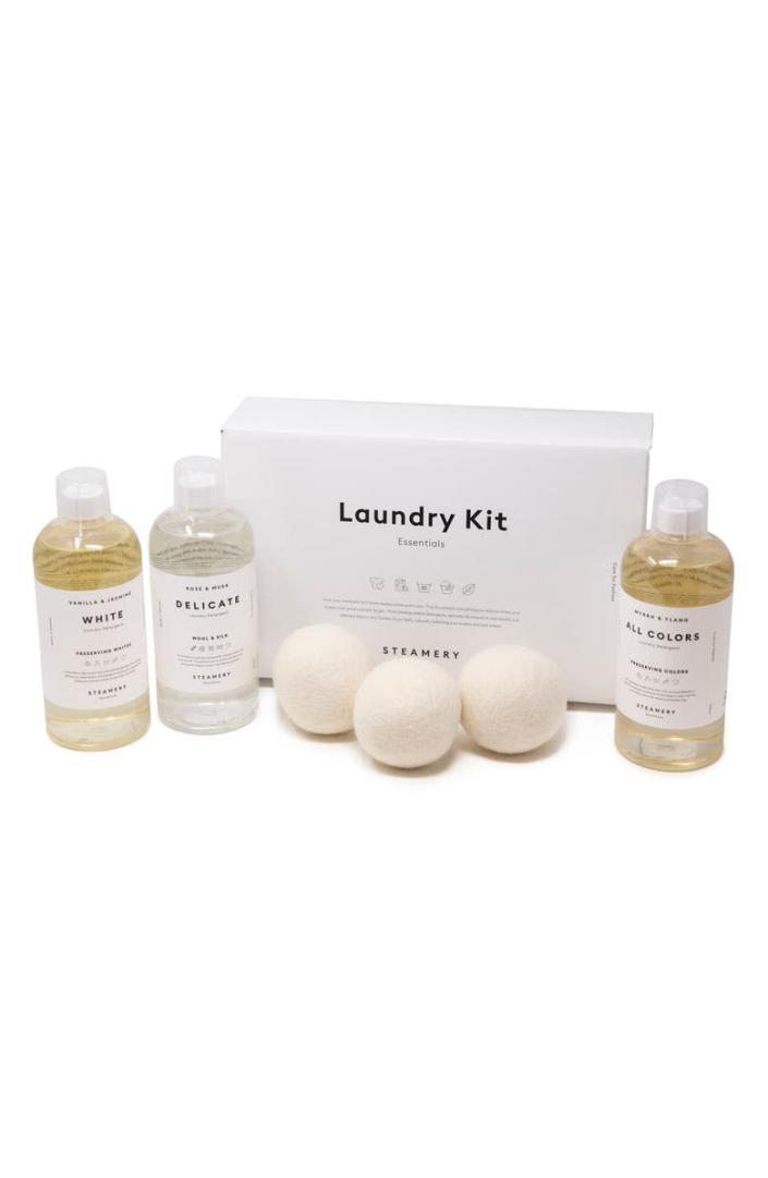 <h2>60% Off Steamery Laundry Essentials Detergent & Dryer Ball Kit </h2><br>A gift that keeps giving that fresh clean-laundry feel and scent. Steamery's Laundry Essentials Kit comes packed with $90 worth of high-efficiency detergent in a sumptuous vanilla-jasmine scent, delicate detergent in a musky wild-rose scent, all-colors detergent with a subtle ylang-ylang scent, and a set of three fabric-softening dryer balls crafted from wool.<br><br><em>Shop <strong><a href="https://www.nordstrom.com/browse/sale/home" rel="nofollow noopener" target="_blank" data-ylk="slk:Home On Sale" class="link rapid-noclick-resp">Home On Sale</a></strong></em><br><br><strong>Steamery</strong> Laundry Essentials Detergent & Dryer Ball Kit, $, available at <a href="https://go.skimresources.com/?id=30283X879131&url=https%3A%2F%2Fwww.nordstrom.com%2Fs%2Fsteamery-laundry-essentials-detergent-dryer-ball-kit%2F5917430" rel="nofollow noopener" target="_blank" data-ylk="slk:Nordstrom" class="link rapid-noclick-resp">Nordstrom</a>