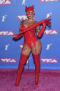 Amber Rose looked like a devil in lingerie on the <em>VMAs</em> red carpet in 2018.