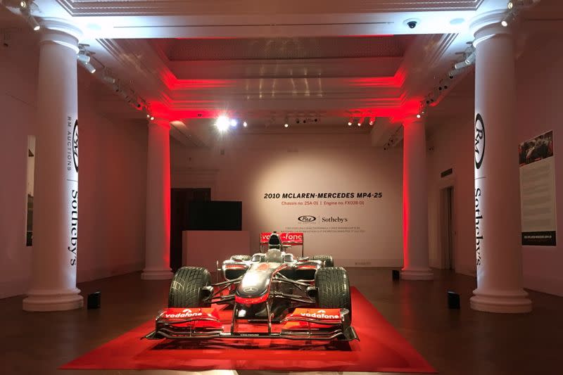 Hamilton's McLaren F1 displayed ahead of auction in London