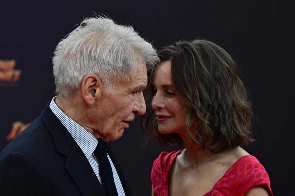 Flockhart and Ford shared an intimate chat on the carpet during the premiere on June 22.