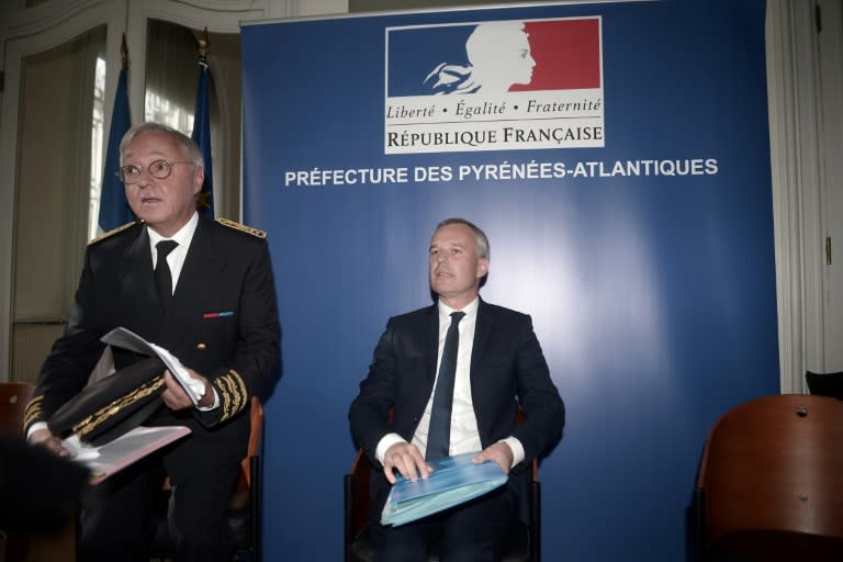 Francois de Rugy, seen on the right, said the plan to release two more female bears on the Pyrenees would go ahead as planned