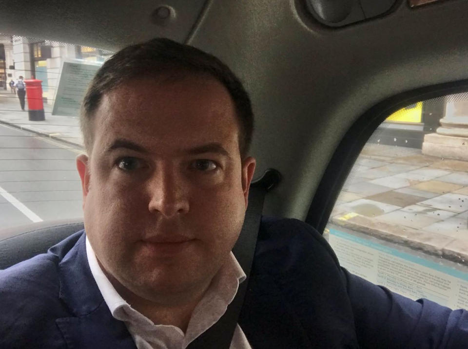 Labour MP Stephen Doughty posted a picture of himself in the back of a car on the way to Parliament. (PA)