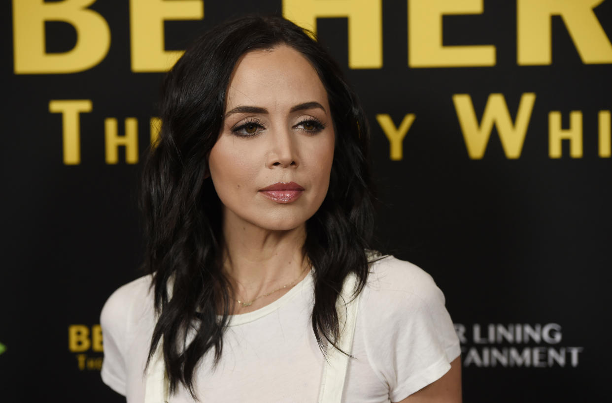 FILE - In this April 5, 2016 file photo, actress Eliza Dushku poses at the premiere of the film 