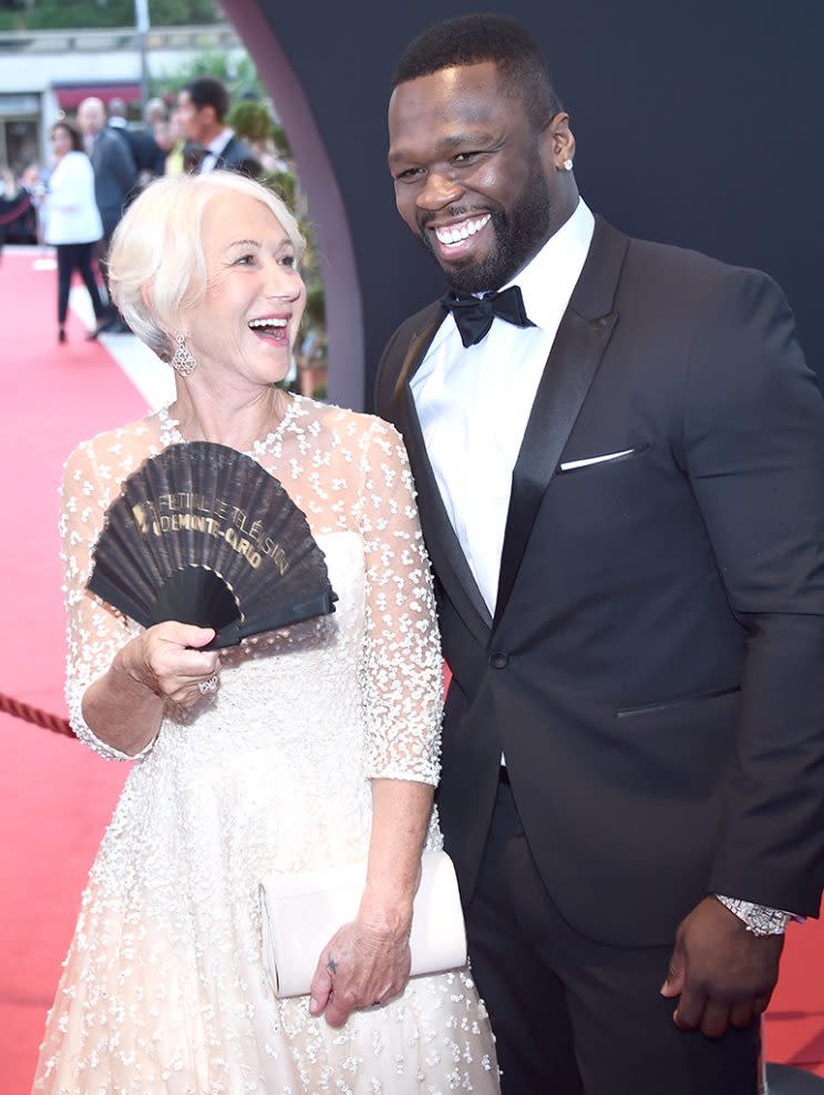 Helen Mirren and Curtis James Jackson III, aka 50 Cent, had a moment on the red carpet for the closing ceremony of the 57th annual Monte Carlo TV Festival on June 20. (Photo: Stephane Cardinale – Corbis/Corbis via Getty Images)