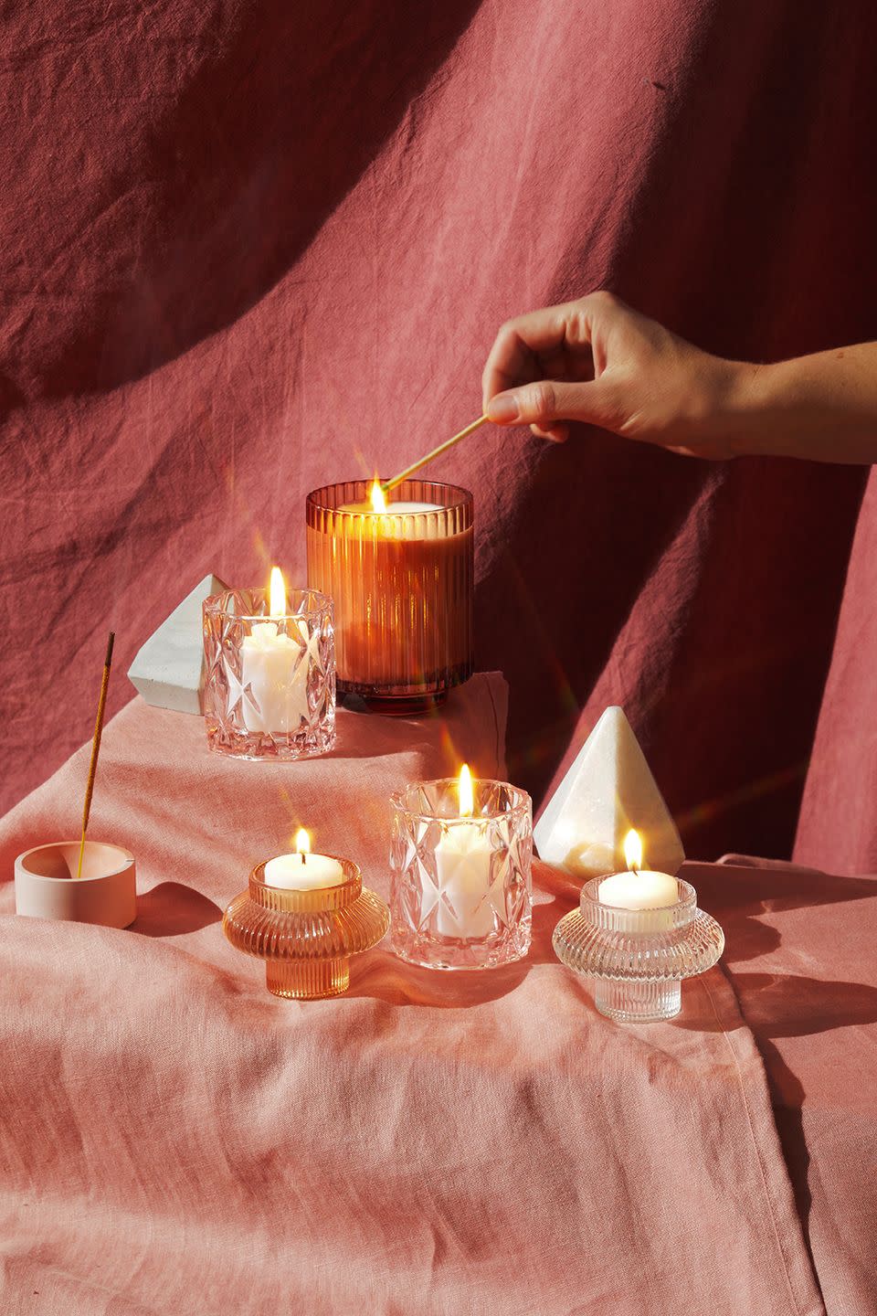 display of burning candles