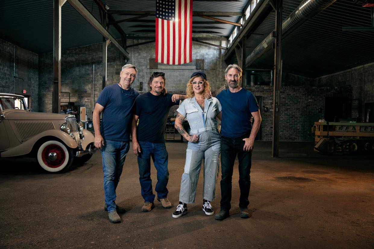 From left to right, Robbie Wolfe, Jersey Jon, Danielle Colby and Mike Wolfe are the latest hosts of "American Pickers," a documentary series on The History Channel. "American Pickers" is visiting Kansas in June.