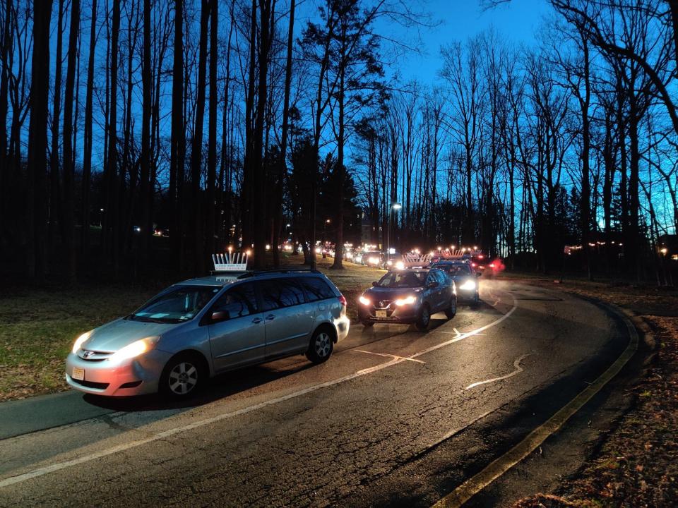 The car menorah parade in 2020.