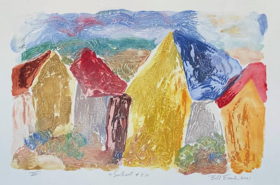 Provincetown artist Bill Evaul's, “Southwest #3,” a 2022 monotype printed by Funk and Schuster Fine Art Printing in Provincetown, is on display in a New York City art show this week.