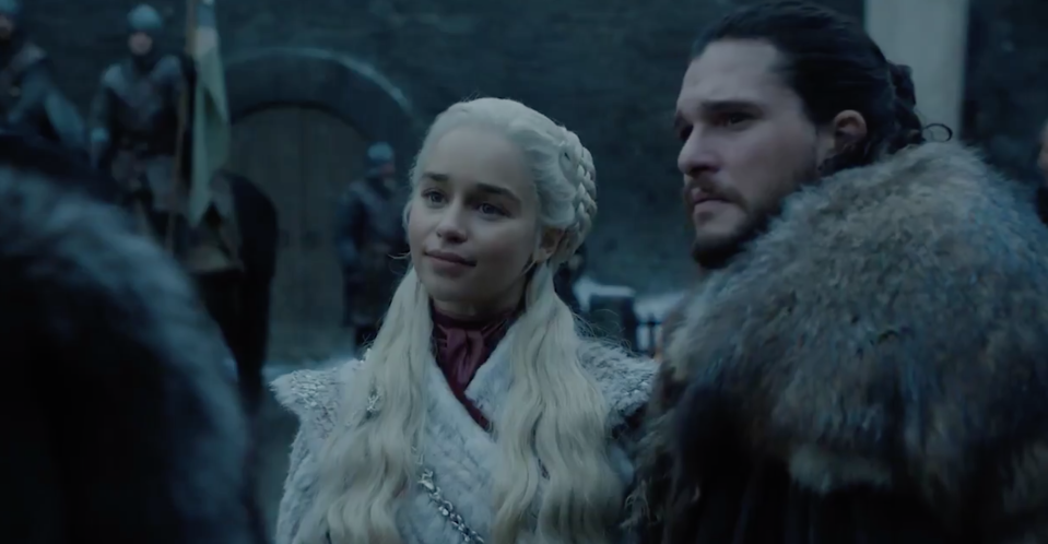 Emilia Clarke as Daenerys Targaryen and Kit Harington as Jon Snow (©2017 Home Box Office, Inc. All rights reserved. HBO® and all related programs are the property of Home Box Office, Inc.)