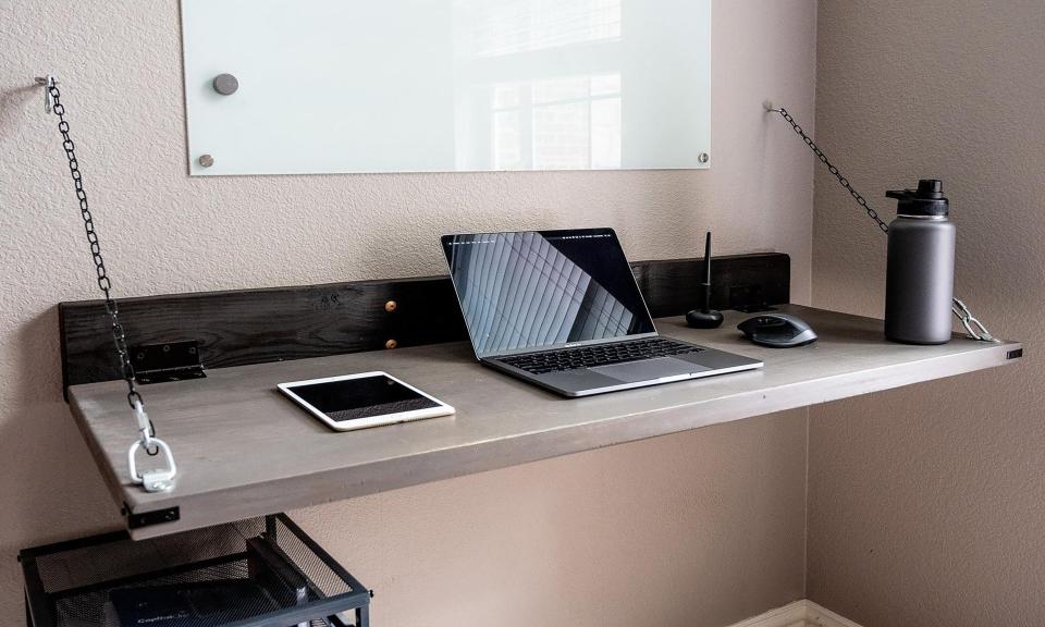 10) Solid Wood Wall-Mounted Rustic Folding Desk