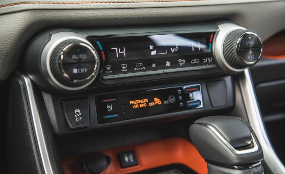 <p>If the cabin's basics weren't so well-executed, we might take issue with some of the sillier style touches in some trim levels, such as the Adventure's abundance of bright-orange accents.</p>