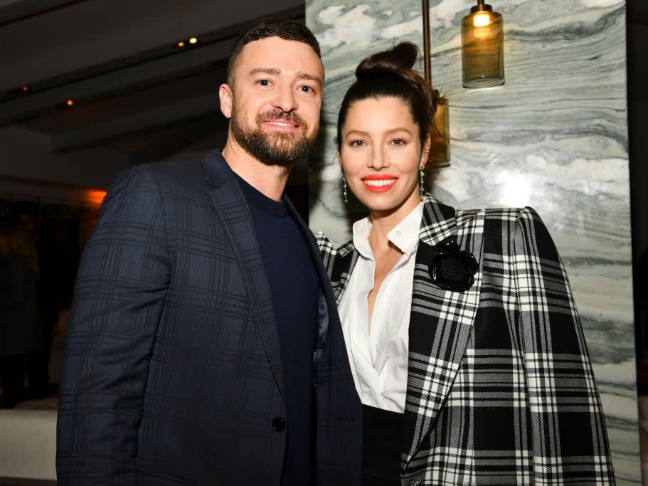 Justin Timberlake and Jessica Biel pose for portrait at the Premiere of USA Network’s “The Sinner” Season 3 on 3 February 2020 in West Hollywood (Getty Images)