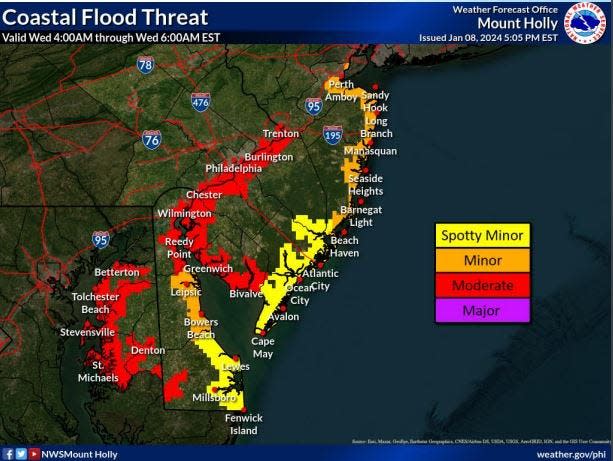 Coastal flooding map