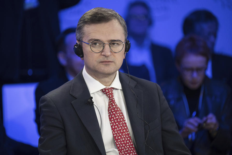 Ukraine's Foreign Minister Dmytro Kuleba attends the 54th annual meeting of the World Economic Forum, WEF, in Davos, Switzerland, Wednesday, January 17, 2024. (Gian Ehrenzeller/Keystone via AP)