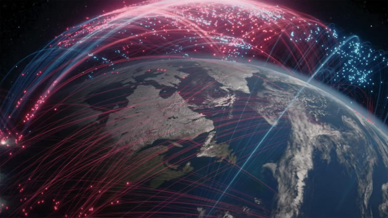 Detailed modeling of missile trajectories in the case of a U.S.-Russia nuclear war.