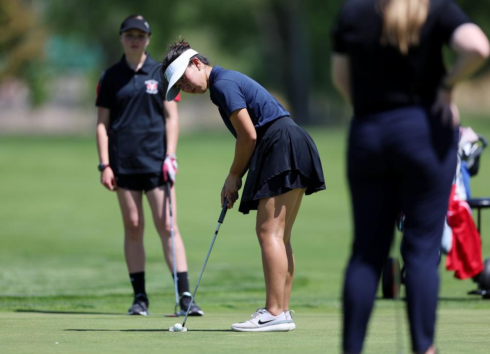 2A golfers compete in the girls state championships at Lakeside Golf Course in West Bountiful on Tuesday, May 16, 2023. | Scott G Winterton, Deseret News