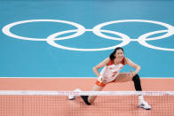 China's Zhu Ting reacts during a women's volleyball preliminary round pool B match between China and Russian Olympic Committee at the 2020 Summer Olympics, Thursday, July 29, 2021, in Tokyo, Japan. (AP Photo/Manu Fernandez)