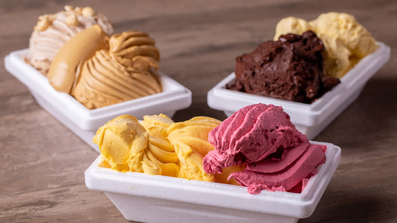 Various flavors of ice cream