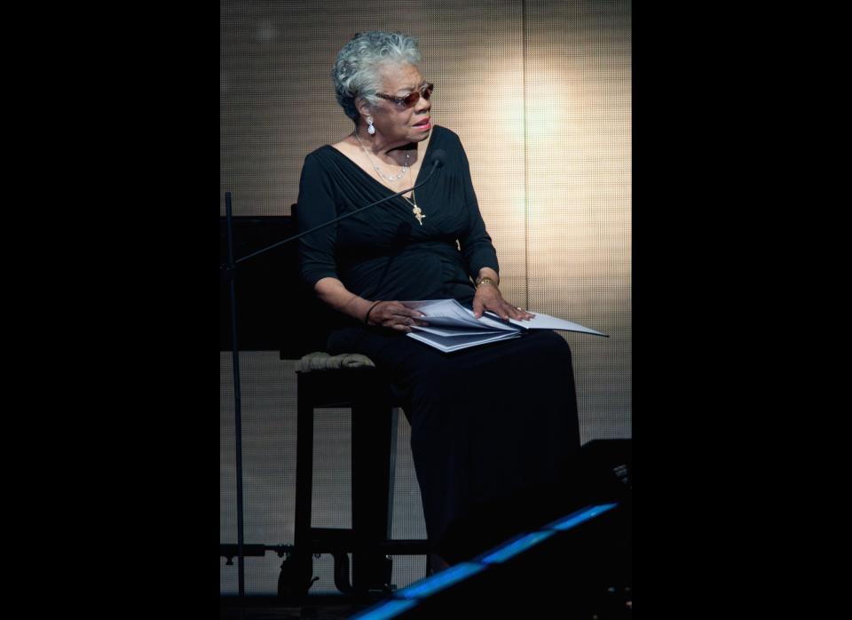 Maya Angelou attends Surprise Oprah! A Farewell Spectacular at the United Center in Chicago.