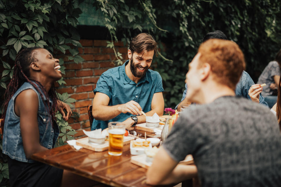 Friends having dinner