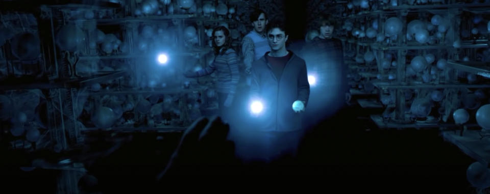 Harry and friends illuminate their wands