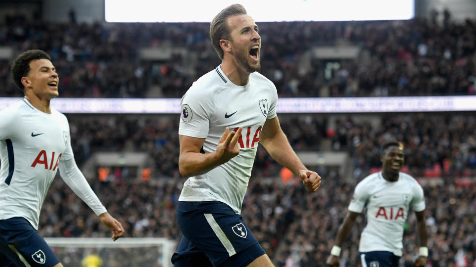 Harry Kane scored twice in Tottenham’s 4-1 demolition of Liverpool.