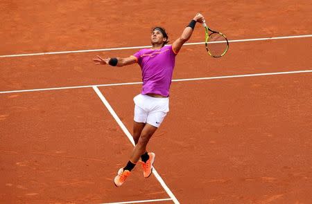 Tennis - Barcelona Open Final - Rafael Nadal of Spain v Dominic Thiem of Austria - Real Club de Tenis Barcelona, Spain - 30/04/17 - Rafael Nadal in action. REUTERS/Albert Gea