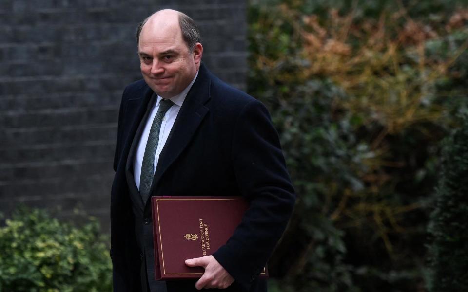 Ben Wallace, the Defence Secretary, is pictured arriving in Downing Street this morning - Daniel Leal/AFP