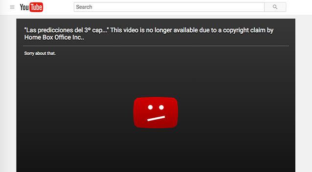 DMCA takedown. Source: YouTube