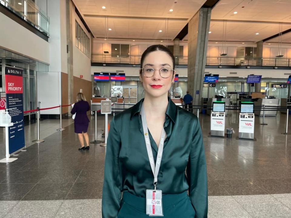 Anne-Sophie Hamel, a spokesperson with the airport authority, Aéroports de Montréal (ADM), says Quebec needs to take action.  (John Ngala/CBC - image credit)