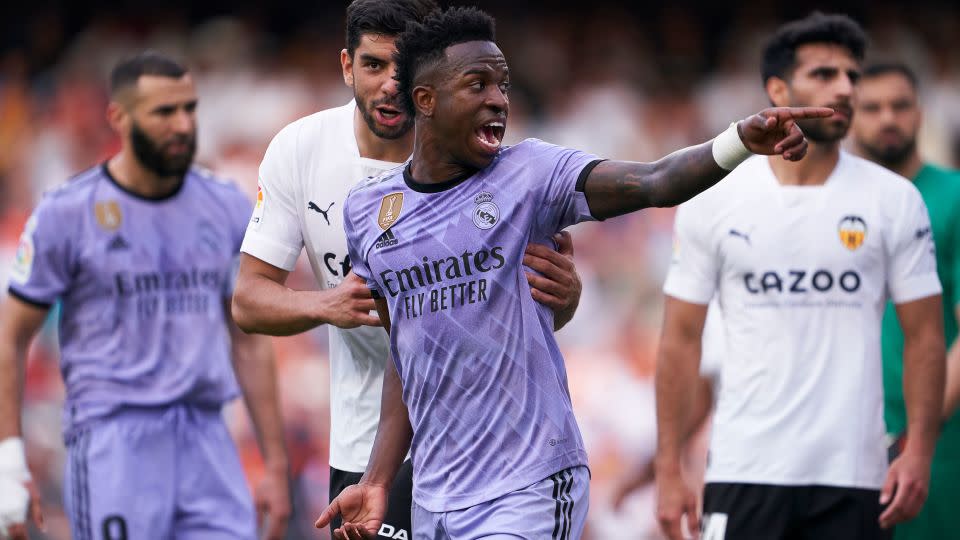 Vinícius was visibly upset during the match. - Mateo Villalba/Quality Sport Images/Getty Images