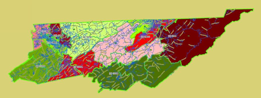 <em>Sullivan County commission district map based from 2021</em>