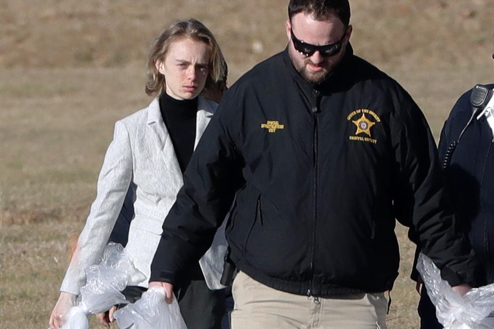 Michelle Carter, left, leaves the Bristol County jail in Dartmouth, Massachusetts, after serving most of a 15-month manslaughter sentence for urging her suicidal boyfriend to kill himself in 2014. The 23-year-old, released three months early for good behavior, will serve five years of probation. Jan. 23, 2020