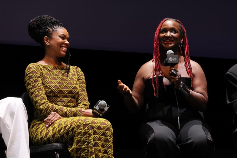 <div class="inline-image__caption"><p>Gabrielle Union and Effie Brown speak onstage during a post-screening Q&A following the premiere of <em>The Inspection</em> at the 60th New York Film Festival at Alice Tully Hall, Lincoln Center on October 14, 2022, in New York City.</p></div> <div class="inline-image__credit">Dia Dipasupil/Getty</div>