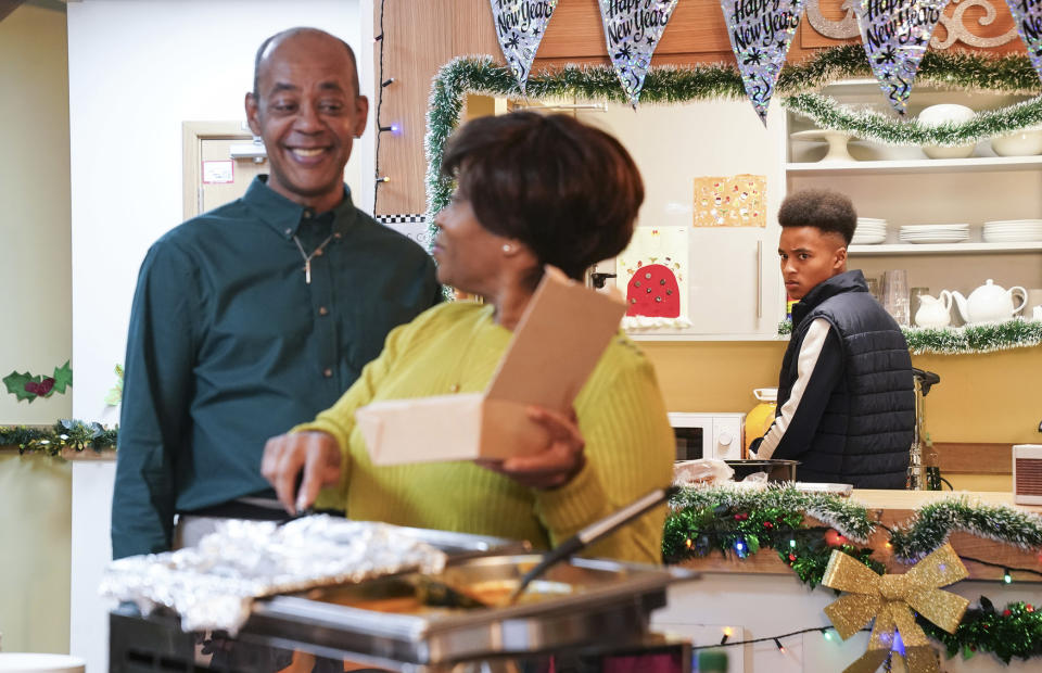 EastEnders,04-01-2024,6834,Pastor Clayton (HOWARD SADDLER);Yolande Trueman (ANGELA WYNTER);Denzel (JADEN LADEGA),****EMBARGOED TILL TUESDAY 12TH DECEMBER 2023****,BBC PUBLIC SERVICE,Jack Barnes/Kieron McCarron