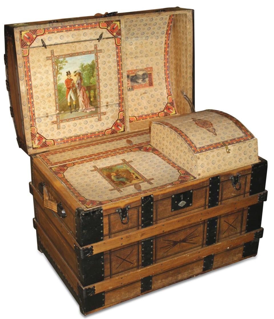 <p>During the 1870s, wealthy people would load up their wagons and decamp for the entire summer to places like Saratoga Springs, NY, the popular warm-weather destination for which these dome-topped style trunks are named. The interiors of these stylish trunks have multiple storage compartments and are often lined with pretty lithographed paper, as pictured here.</p><p><strong>What it's Worth:</strong> Up to $700</p>