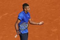 Nick Kyrgios reacts. REUTERS/Benoit Tessier