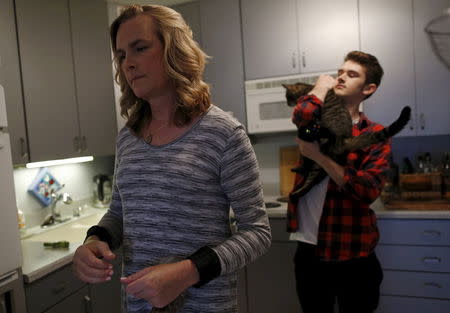 Carly Lehwald (L) and her son Ben at Carly's home in Chicago, Illinois, United States, May 30, 2015. REUTERS/Jim Young