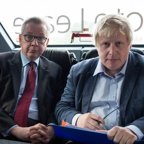 Michael Gove interview<br>File photo dated 01/06/16 of Michael Gove and Boris Johnson (right) on the Vote Leave campaign bus, as Mr Gove has spoken of his regrets about his bid for the Conservative Party leadership, admitting he made 