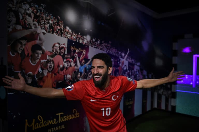 A wax statue of Turkish international football player Arda Turan running in triumph after scoring featured at the world's 21st Madame Tussauds wax museum in Istanbul