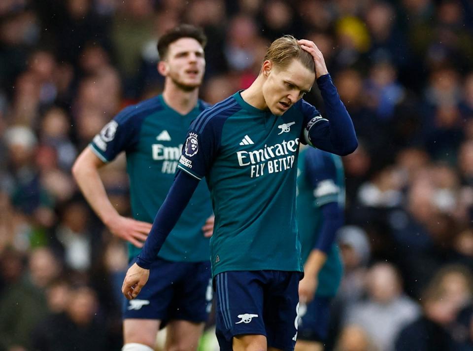 Flat: Arsenal could not get going for the second game in a row at Craven Cottage (Action Images via Reuters)