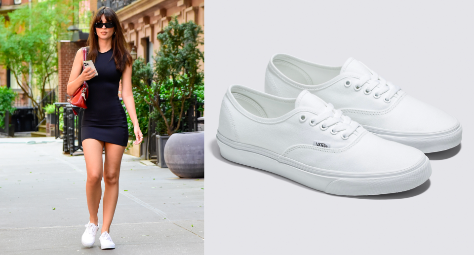 Emily Ratajkowski wearing Vans Authentic Skate shoes (Photos via Getty & Vans)