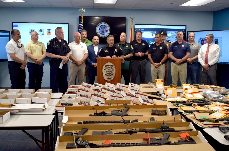 In a press conference on Monday, Bay County law enforcement officials announced that they confiscated 75 illegal guns and arrested more than 160 people over the weekend.