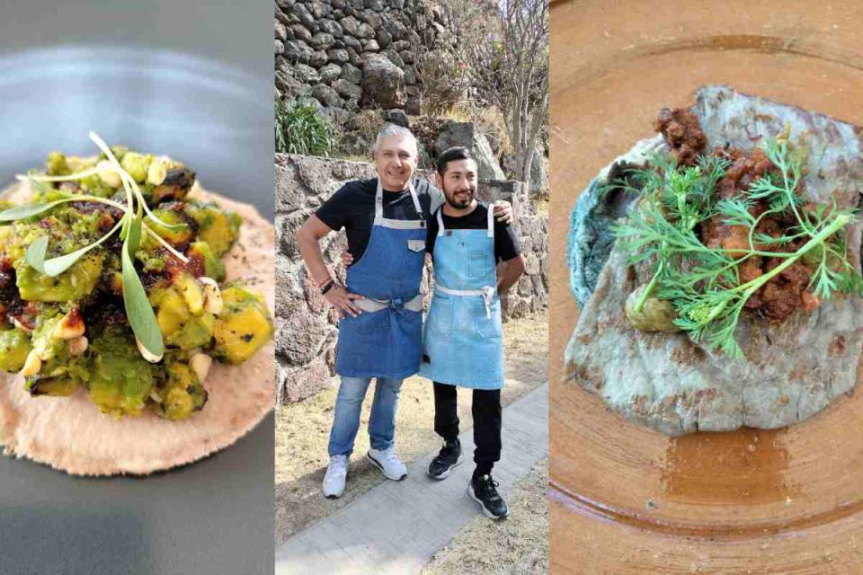 Encuentro Maicero de la Ruta de la Milpa del chef Jorge Córcega y el chef invitado Gustavo Macuitl.