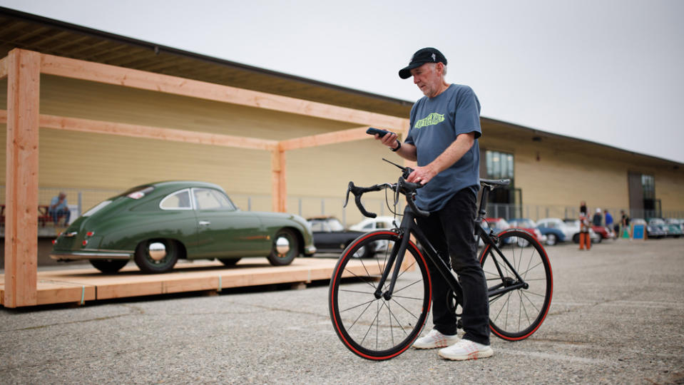 Famed racer, writer and photographer Jeff Zwart oversees the setup of the 2022 edition of Luftgekühlt, an exhibition of air-cooled Porsches.