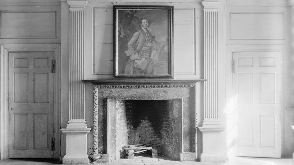 Samuel Washington, George Washington's younger brother, was buried in an unmarked grave at the cemetery at his Harewood estate (pictured above is an interior view) near Charles Town, West Virginia.  - Frances Benjamin Johnson/Library of Congress